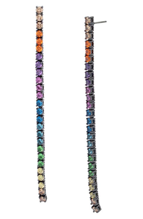 Shop Kurt Geiger London Rainbow Cubic Zirconia Linear Drop Earrings In Multi