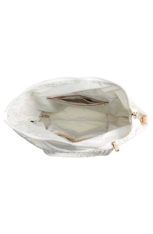 Mz Wallace Metro Deluxe Mini Iridescent Quilted Tote Bag In Pearl Metallic