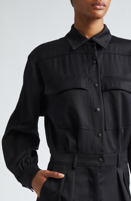Max Mara Ragusa Pleated Virgin Wool Utility Jumpsuit In Black