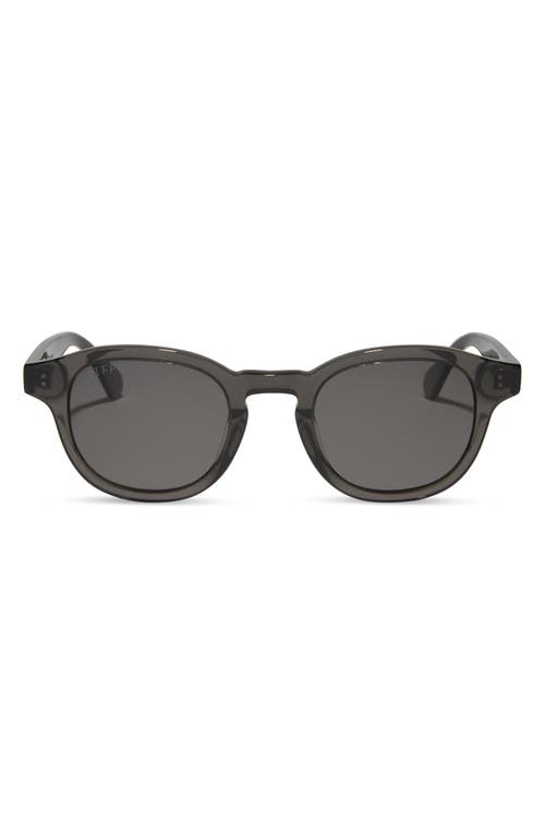 Arlo XL 50mm Polarized Small Round Sunglasses in Black Smoke Crystal