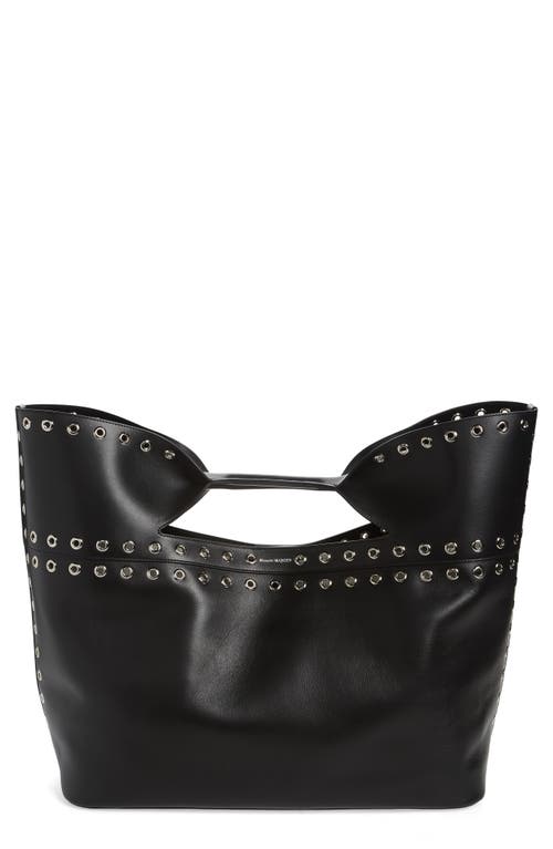 Alexander McQueen The Large Bow Eyelet Leather Tote in Black
