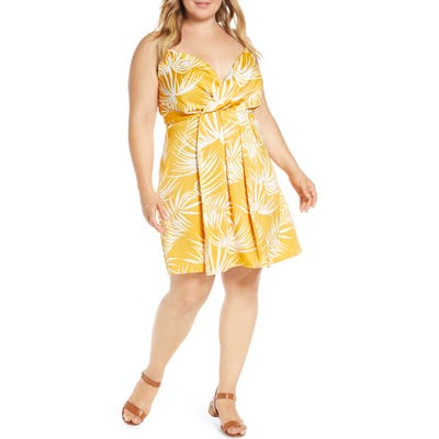 Plus Size Gibson X Hot Summer Nights Natalie Satin Faux Wrap Dress, Yellow (Plus Size) (Nordstrom Exclusive)