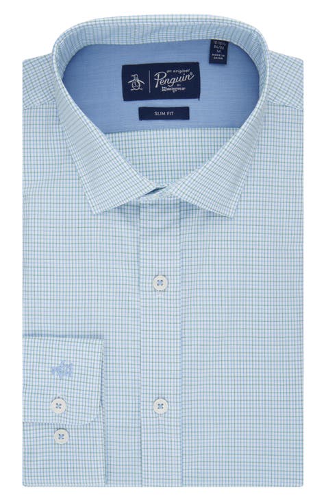 Mini Check Print Slim Fit Dress Shirt