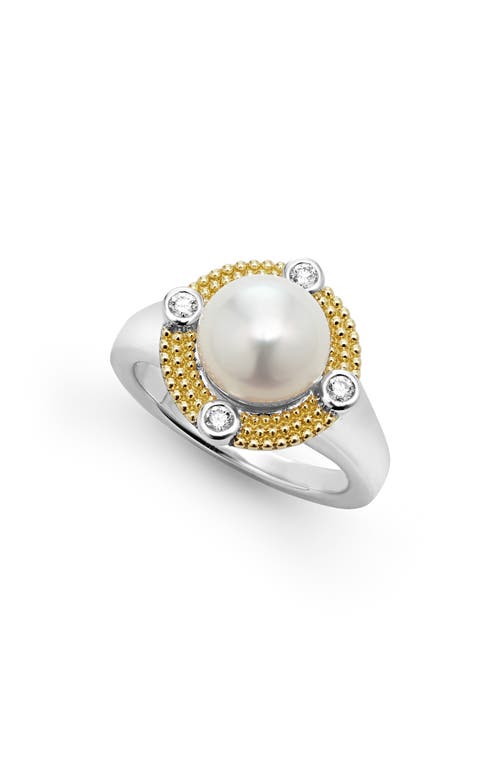 LAGOS Luna Freshwater Pearl & Diamond Lux Ring in Silver at Nordstrom