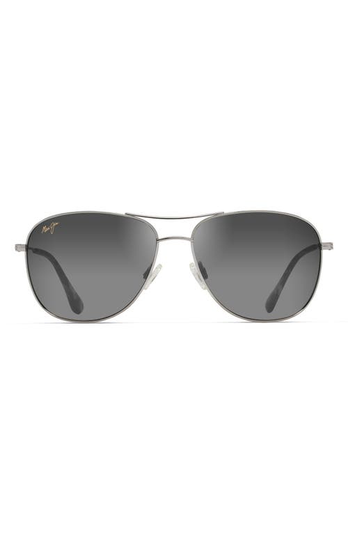 Maui Jim Cliff House 59mm Polarized Aviator Sunglasses in Silver at Nordstrom