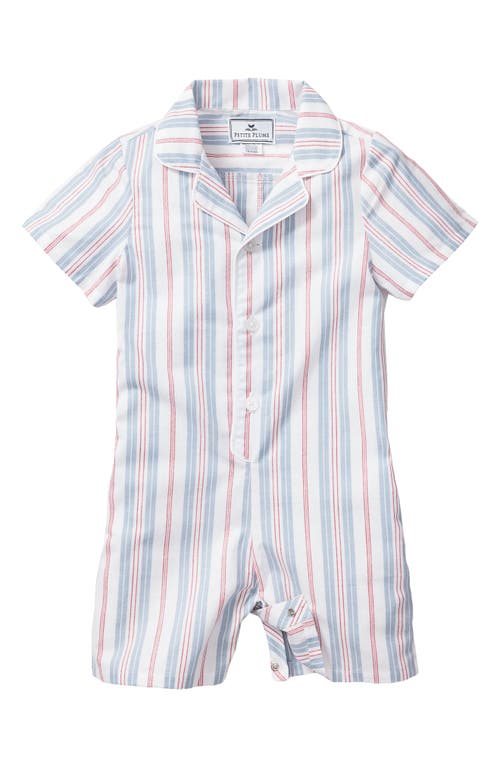 Petite Plume Cotton Blend One-Piece Pajamas Blue at Nordstrom,