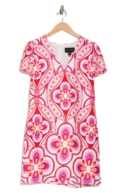Shop Donna Morgan For Maggy Floral V-neck T-shirt Dress In Pink/ivory Multi