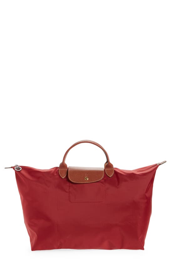 Longchamp Large Le Pliage Travel Bag In Red