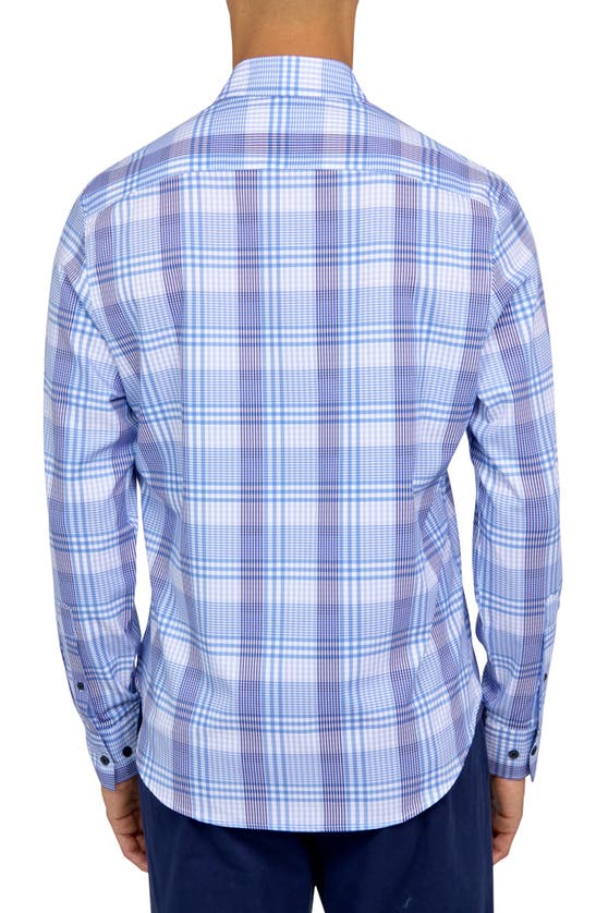 Shop Construct Slim Fit Plaid Four-way Stretch Performance Sport Shirt In Blue
