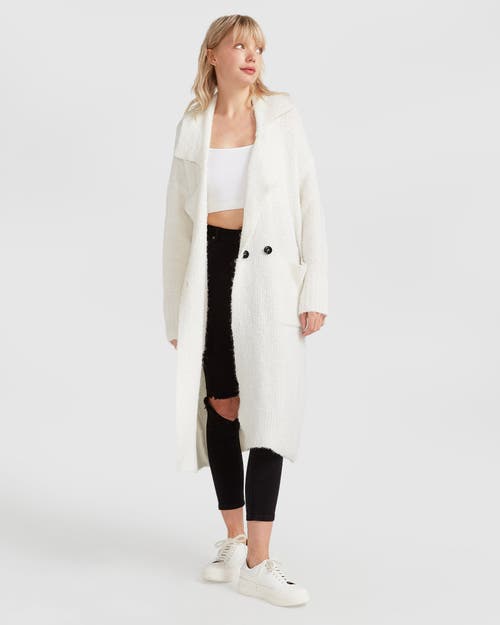Belle & Bloom Born To Run Sustainable Sweater Coat In White