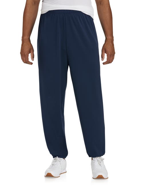 Shop Reebok Performance Jersey Elastic-hem Tech Pants In Navy