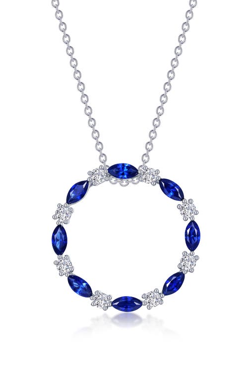 Fancy Lab Grown Sapphire Pendant Necklace in Blue