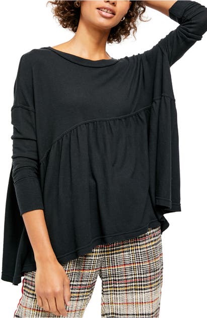 Free People Forever Your Girl Drape Tee In Black