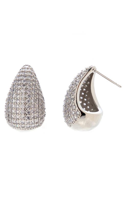 The Gia Pavé Cubic Zirconia Drop Earrings in Silver