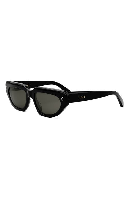 Shop Celine Bold 3 Dots Geometric Sunglasses In Shiny Black/smoke