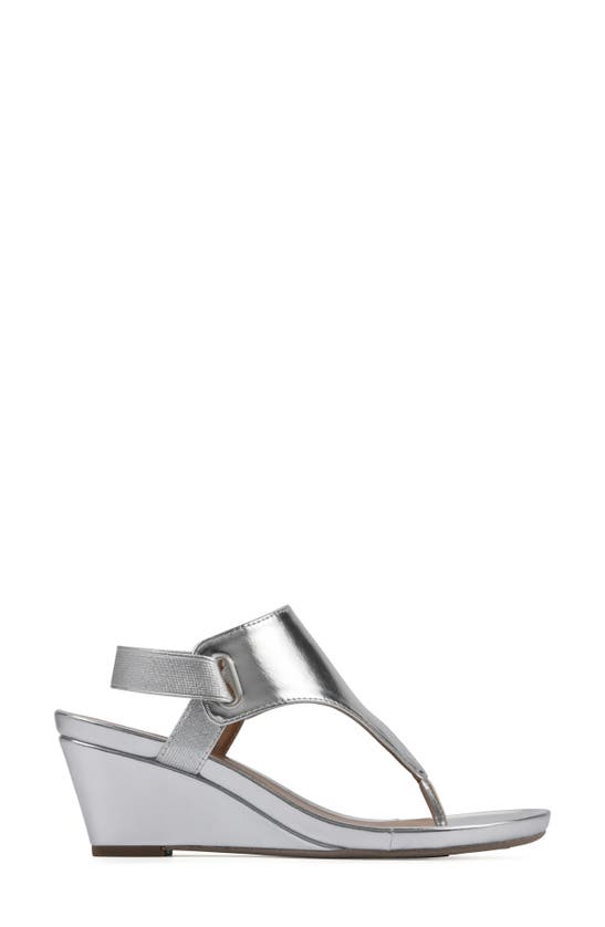 Shop White Mountain Footwear All Dres Wedge Sandal In Silver/ Smooth
