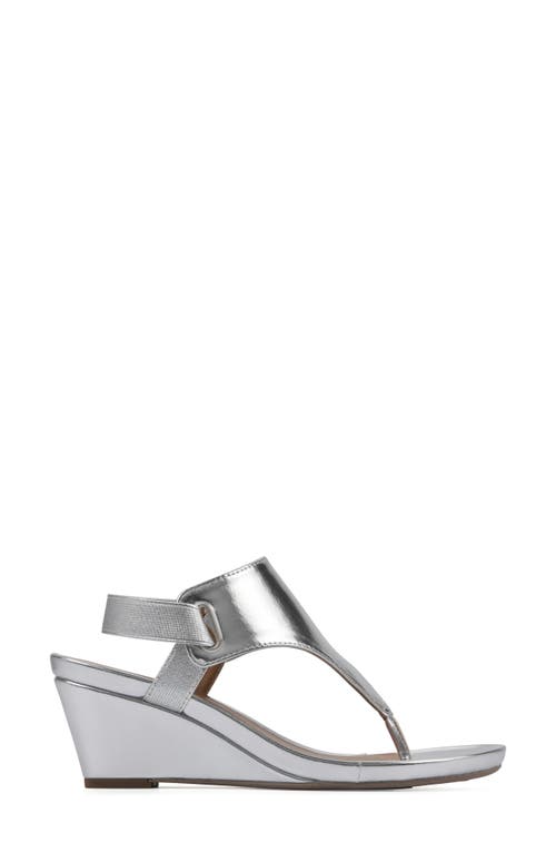 Shop White Mountain Footwear All Dres Wedge Sandal In Silver/smooth