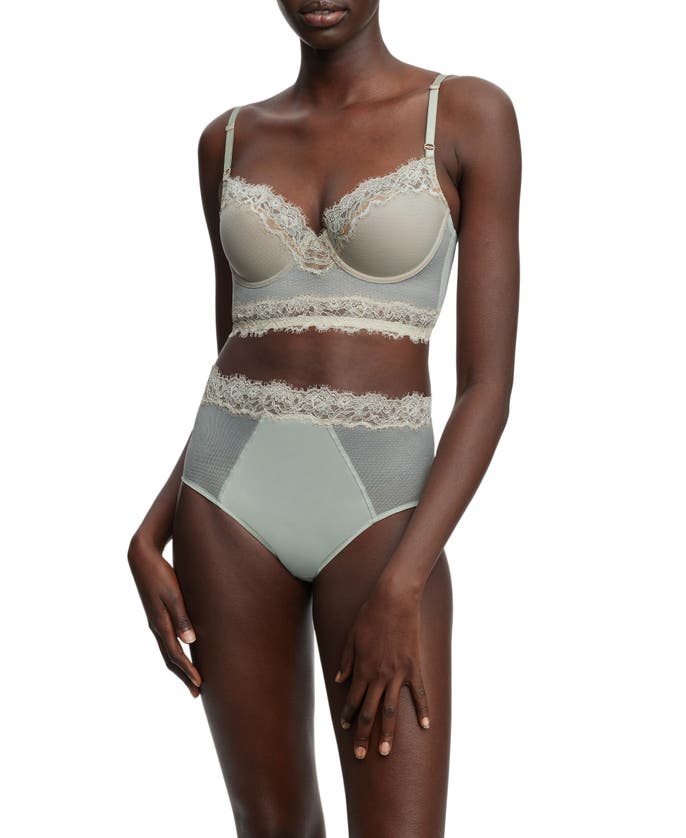 Skarlett Blue Entice Longline Lightly Lined Bra In Frosted Jade/nylon
