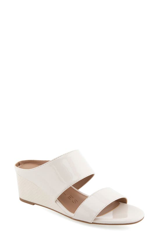 Shop Aerosoles Wheeler Wedge Heel Sandal In Eggnog Patent Pu