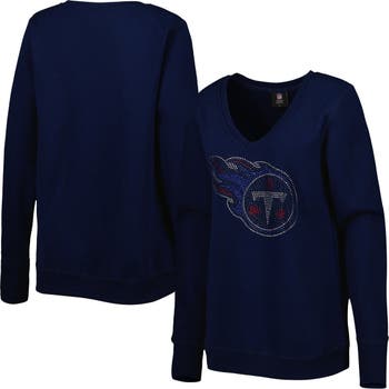 Women's Cuce Black Buffalo Bills Sequin Logo V-Neck Pullover Sweatshirt