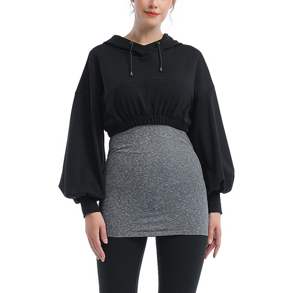Kimi And Kai Aroa Active Maternity/nursing Hoodie In Black/gray
