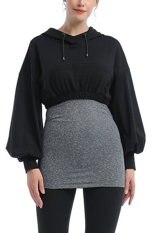 Kimi and Kai Aroa Active Maternity/Nursing Hoodie Black/Gray at Nordstrom,