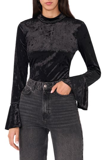 Parker Women's Velvet Cut-out Back Bell-sleeve Top In Rich Black