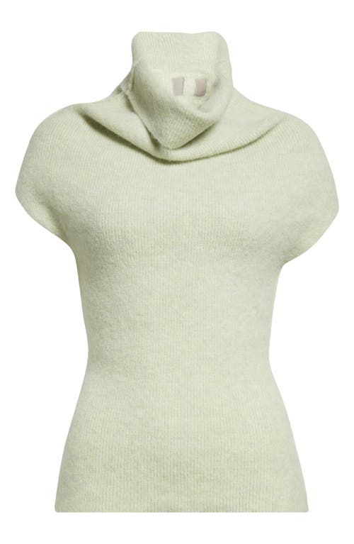 Rick Owens Crater Rib Cowl Neck Sweater In Pale Green