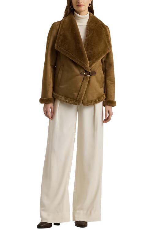 Shop Lauren Ralph Lauren Faux Shearling Jacket In Camel