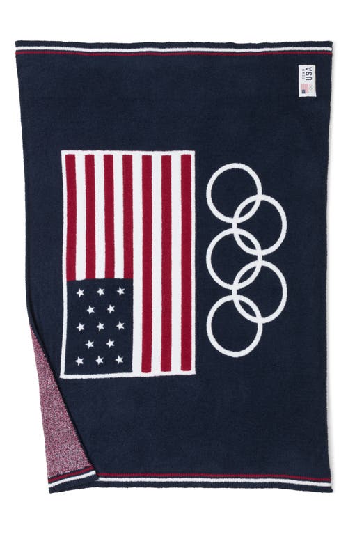 barefoot dreams CozyChic Team USA Flag Throw Blanket in Indigo Multi at Nordstrom
