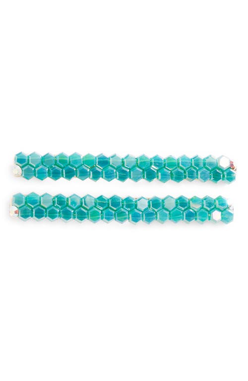 2-Pack Beaded Hair Clips in Turquoise
