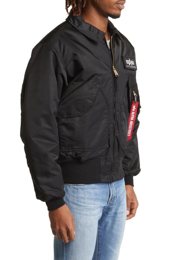Alpha Industries Embroidered Patch Zip Bomber Jacket In Black