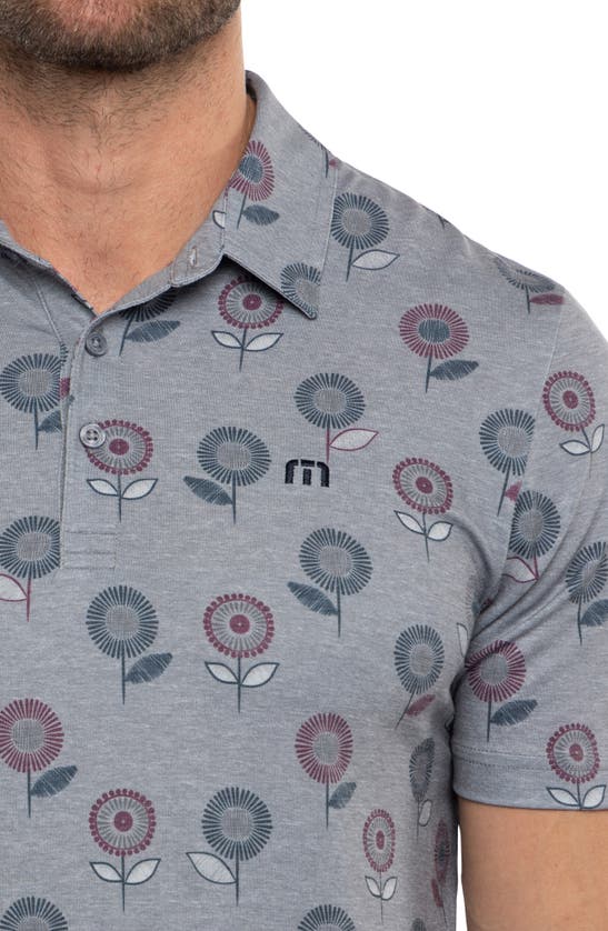 Travismathew Preboarding Floral Piqué Polo In Heather Med Grey