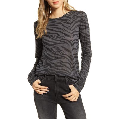 Rails Tiger Stripe Long Sleeve Linen Blend Top, Grey
