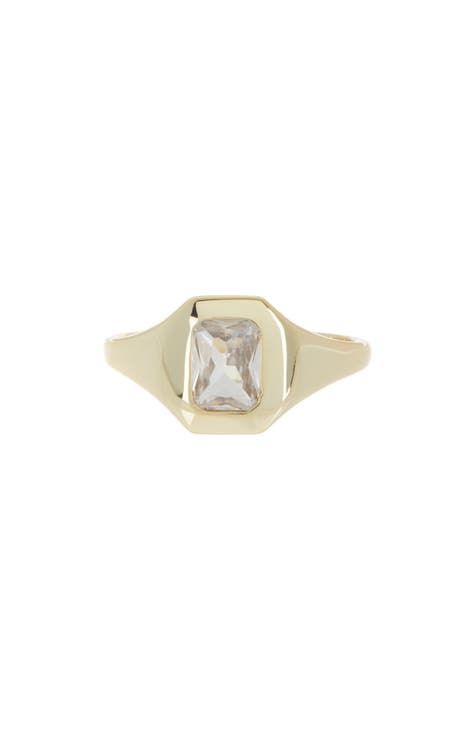 Radiant Cubic Zirconia Signet Ring