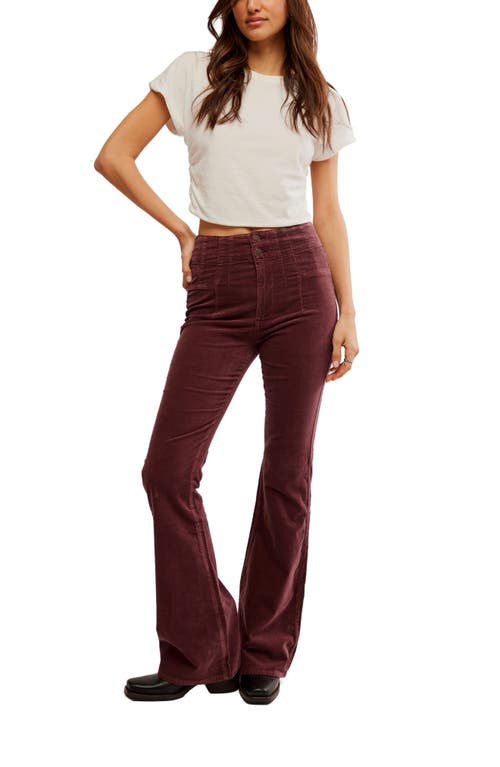 Shop Free People Jayde Seamed Corduroy Flare Pants In Chocolate Truffle