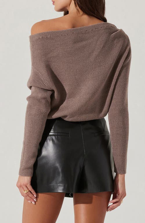 Astr The Label One-shoulder Rib Sweater In Taupe