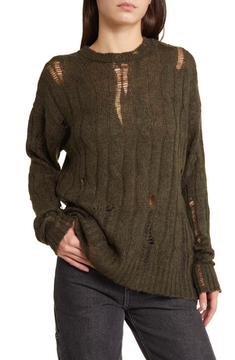 Women's Green Cable Knit & Fair Isle Sweaters