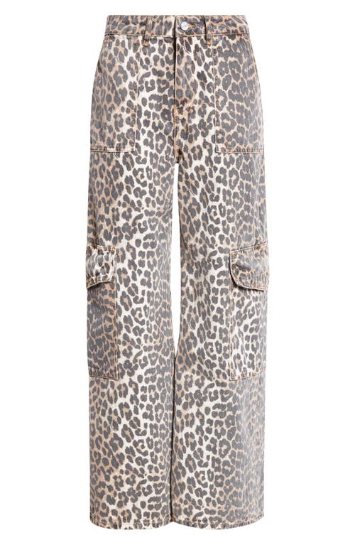 Shop Ganni Angi Leopard Print Cargo Jeans