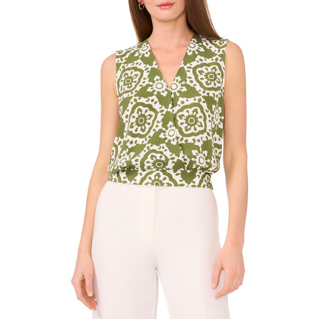 Shop Halogen ® Sleeveless Surplice Top In Cedar Green Medallion