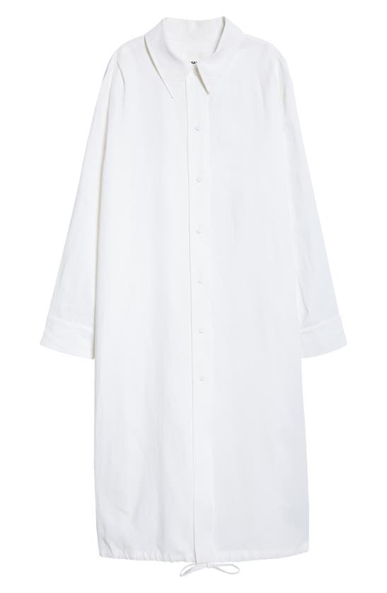 Shop Jil Sander Long Sleeve Linen Shirtdress In Optic White