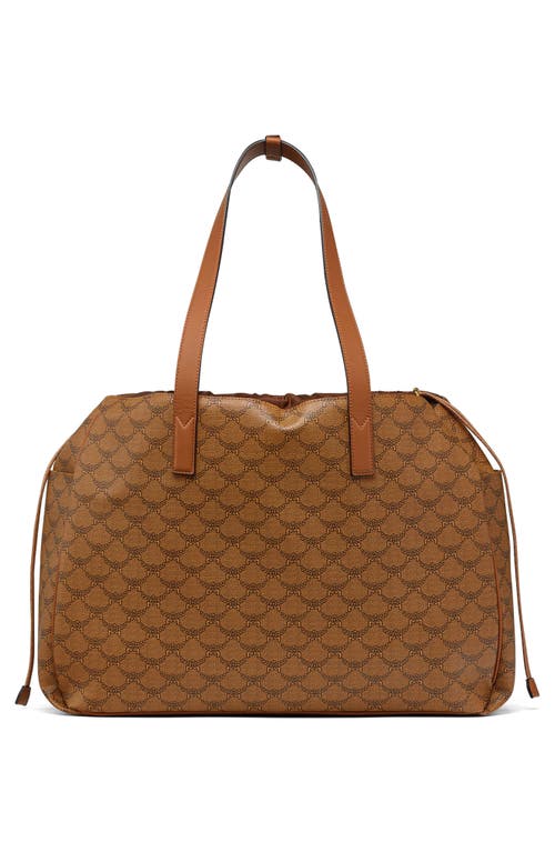 Shop Mcm Extra Large Himmel Lauretos Coated Canvas Tote In Cognac