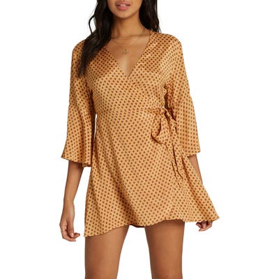 Billabong Divine Day Wrap Minidress, Yellow