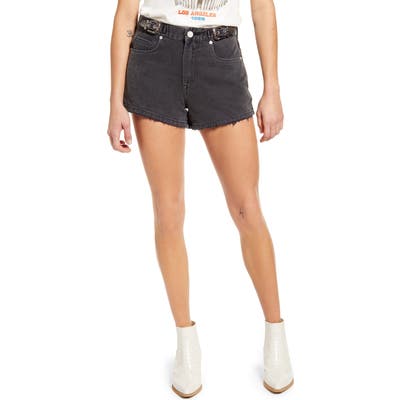 Blanknyc Buckle High Waist Denim Shorts, Black