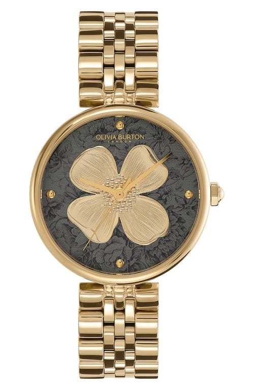 Olivia Burton Dogwood T-Bar Bracelet Watch, 36mm in Gold/Black at Nordstrom