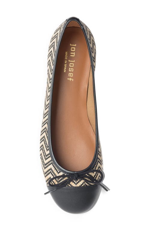 Shop Jon Josef Bella Cap Toe Raffia Ballet Flat In Black/natural