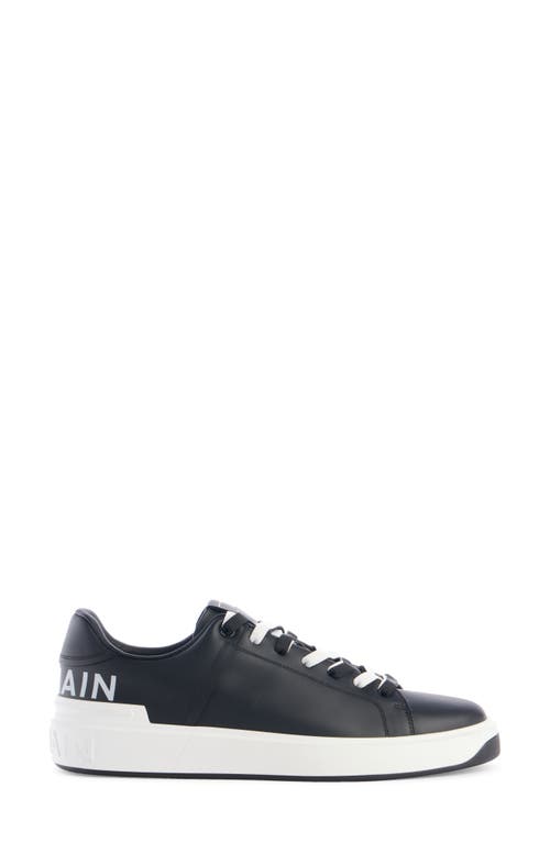 Shop Balmain B Court Logo Calfskin Low Top Sneaker In Eab Black/white