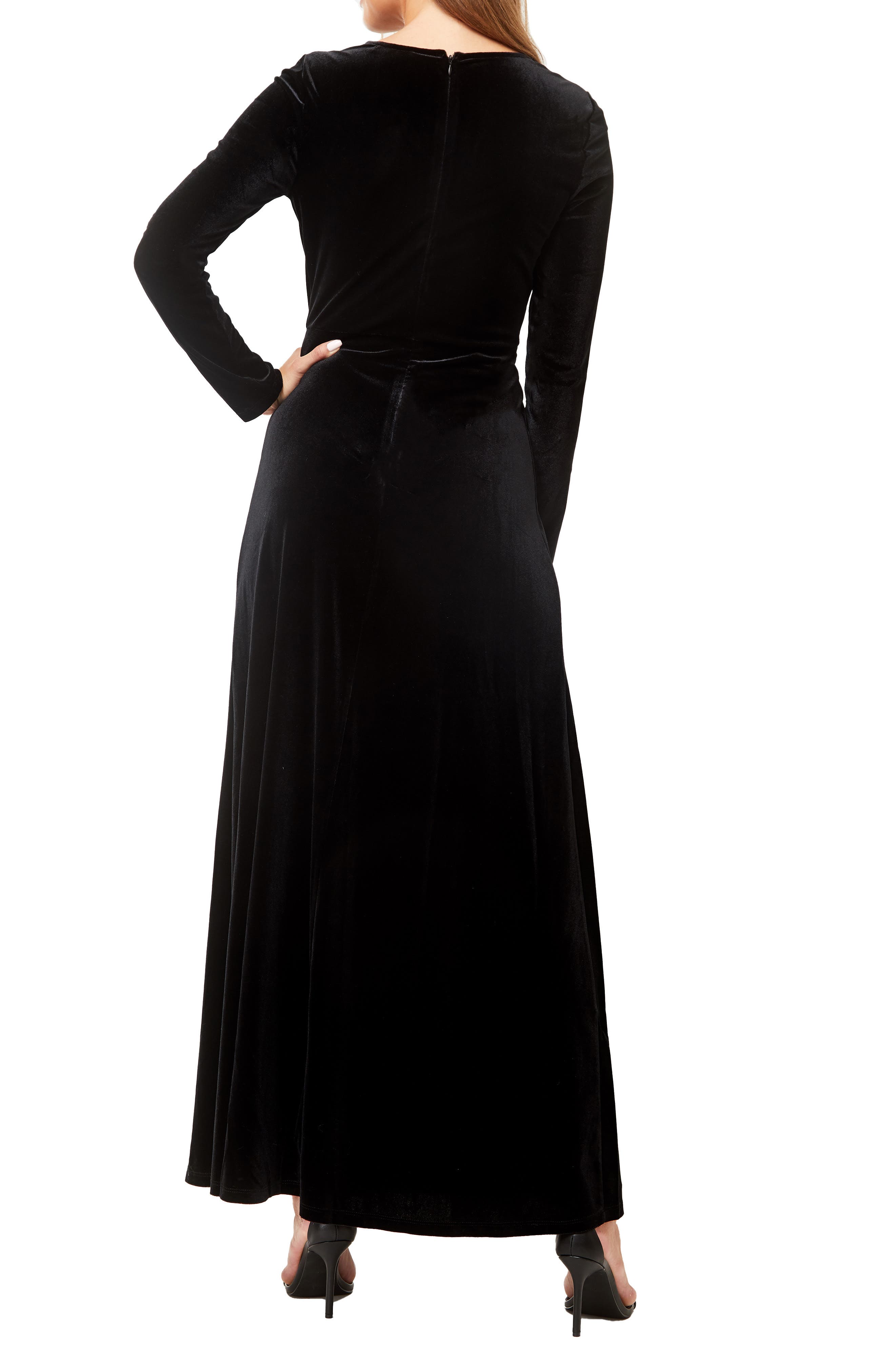 Love by Design Long Sleeve Velvet Maxi Dress in Black at Nordstrom Rack, Size Large