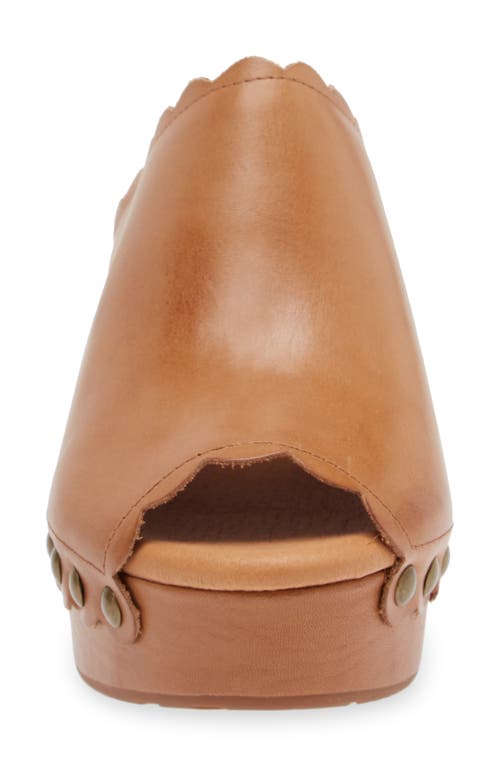 Chocolat Blu Gold Platform Slide Sandal In Tan Leather