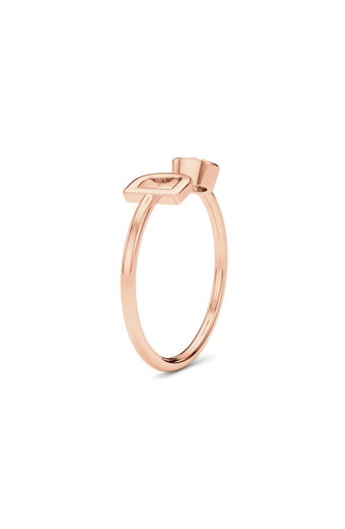 Hautecarat Letter Lab Created Diamond 18k Rose Gold Ring In 18k Rose Gold - D